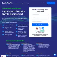 SparkTraffic Agregue tráfico a su sitio web, obtenga 2000 visitas gratuitas por registrarse.