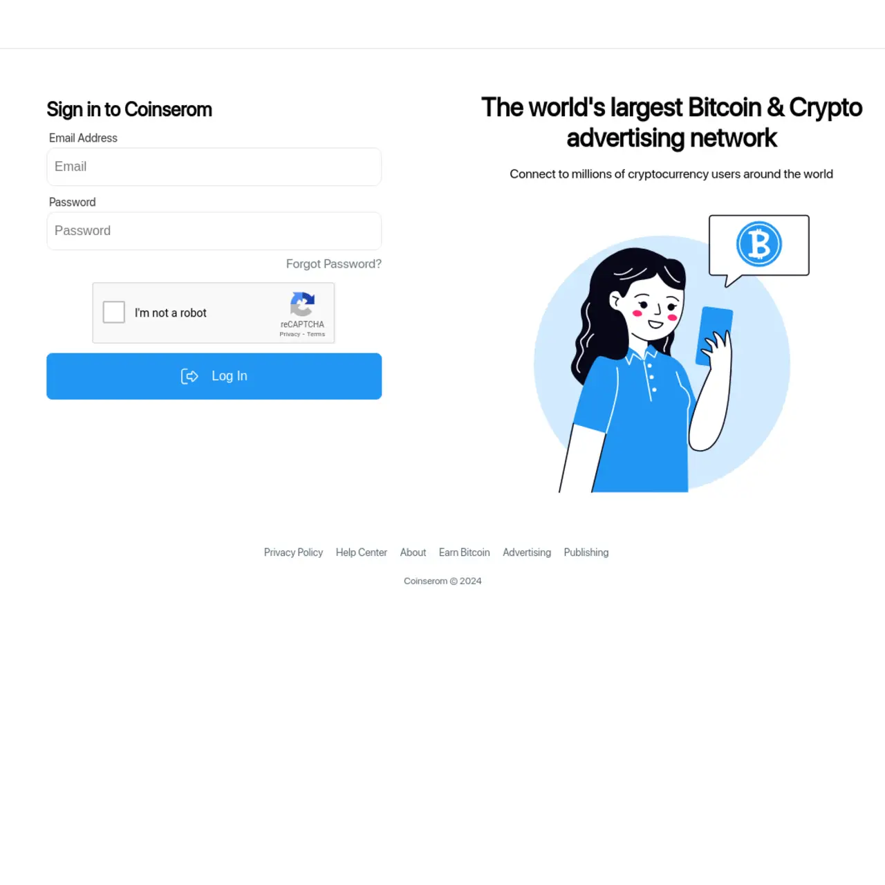 Coinserom là mạng quảng cáo Bitcoin và tiền điện tử hàng đầu với hơn 5.000 nhà quảng cáo. Người dùng
