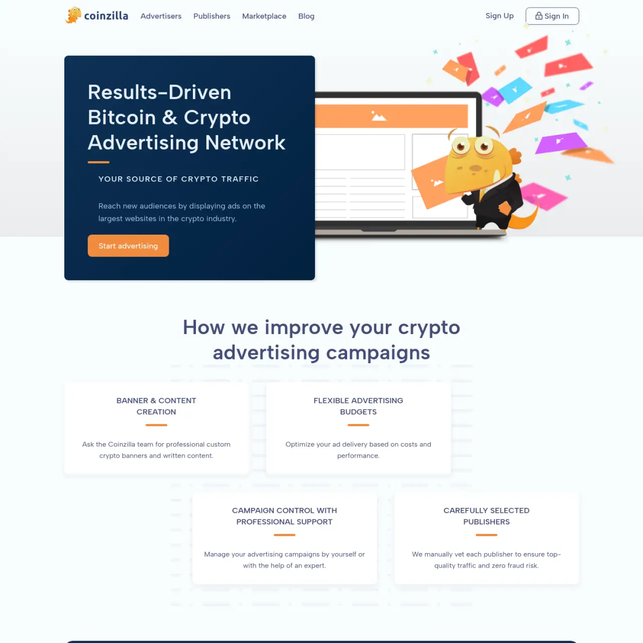 Coinzilla là mạng quảng cáo Bitcoin và tiền điện tử lớn nhất giúp bạn thông qua các chiến dịch của c