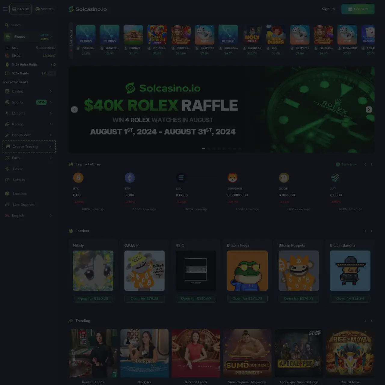 Solcasino is the #1 crypto casino on the Solana network. Pay directly to your Web3 Solana wallet wit