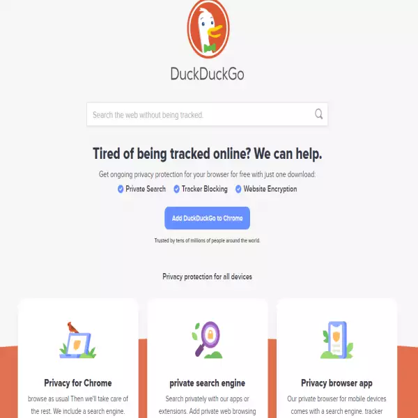 DuckDuckGo бесплатно защищает конфиденциальность вашего браузера.