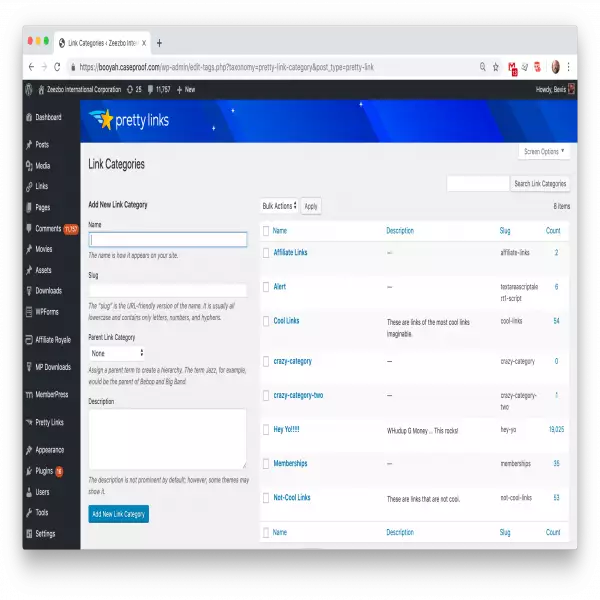 PrettyLinks はアフィリエイト リンクを自動的に追加します。ワードプレスサイトのどこでも