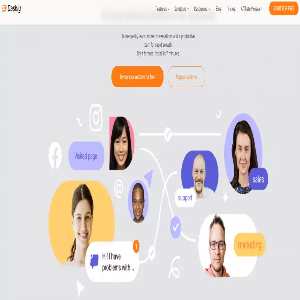 Инструмент живого чата dashly.io Автоматизированные чат-боты создают общение.