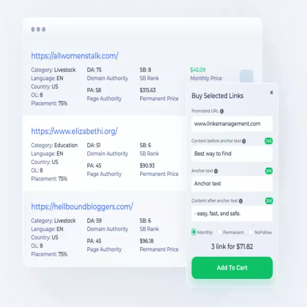 Manajemen Tautan beli backlink dari situs web dan alat otomasi seo