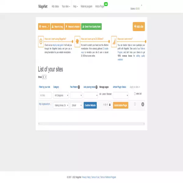 MageNet membuat wang dari tapak pengiklanan dalam perkataan atau teks, pendapatan yang baik.