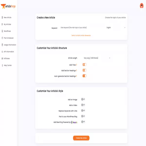 articleforge tự động viết nội dung bằng AI cho các trang web.