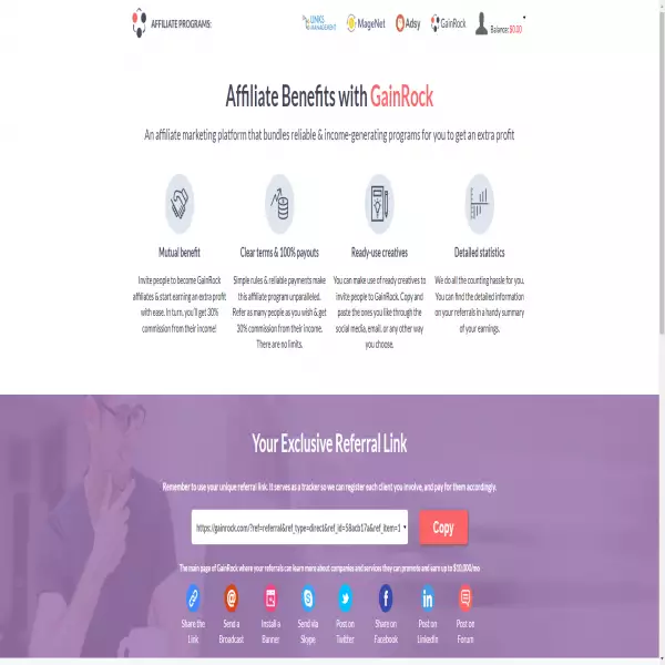 Gainrock sadece pazarlamacılar ve blog yazarları için bağlantı aracını paylaşıyor