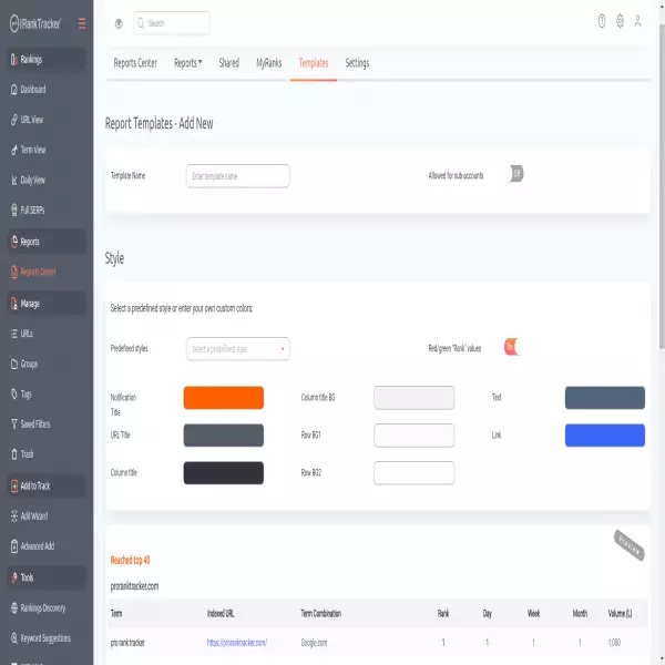 proranktracker Comparez les classements de votre site Web sur différents moteurs de recherche.