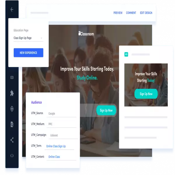 Instapage is the fastest drag-and-drop landing page builder software. No need to load the program