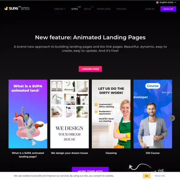 Supa Crea annunci banner video (Crea video illimitati gratis) Oltre 1000 modelli tra cui scegliere.