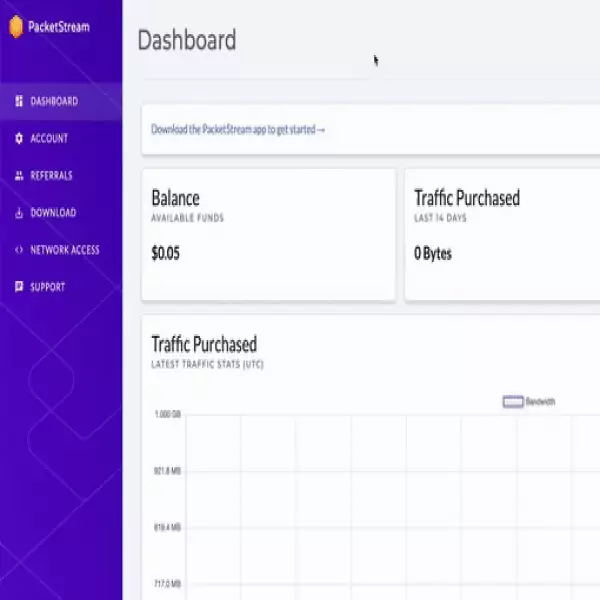 PacketStream kiếm tiền dễ dàng bằng cách bán chương trình kiếm băng thông Rút tiền tối thiểu $5,00