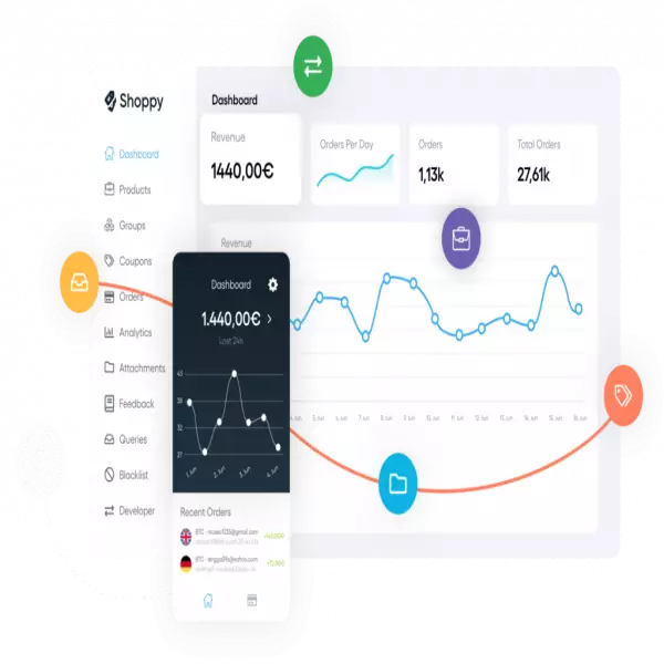 shoppy.gg vende beni digitali (gratuitamente), beni immateriali come download e altro.