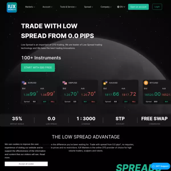 Daftar perdagangan forex IUX Markets dan dapatkan $30(GRATIS)