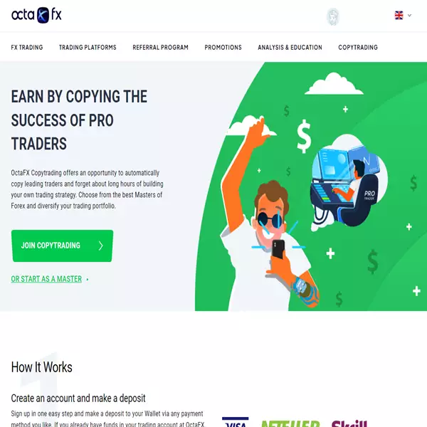 Hệ thống sao chép ngoại hối giao dịch OctaFX kiếm tiền bằng cách sao chép kiếm tiền