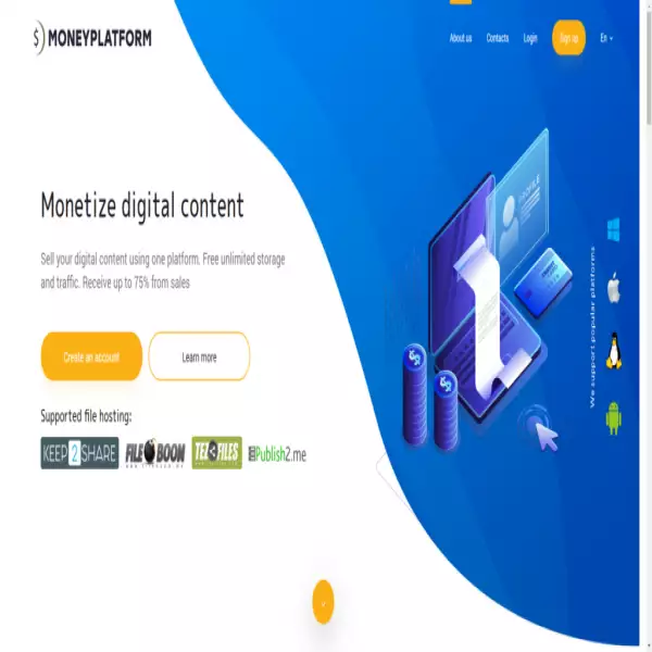 nền tảng tiền Gửi tệp video và các tệp khác có thể bán tệp của bạn.
