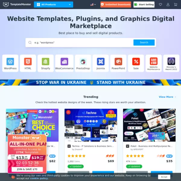 TemplateMonster Acquista o vendi oltre 30.000 temi, plug-in e altro ancora.