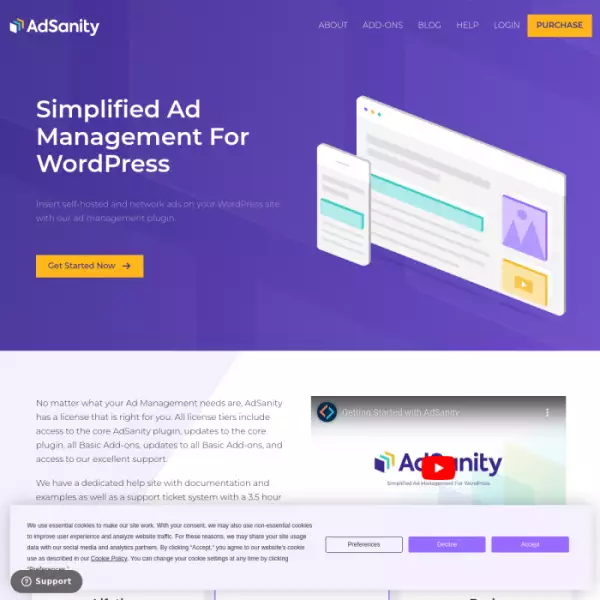AdSanityप्लगइन Wordpress विज्ञापन प्लगइन बिक्री विज्ञापन स्टिक विज्ञापन नेटवर्क