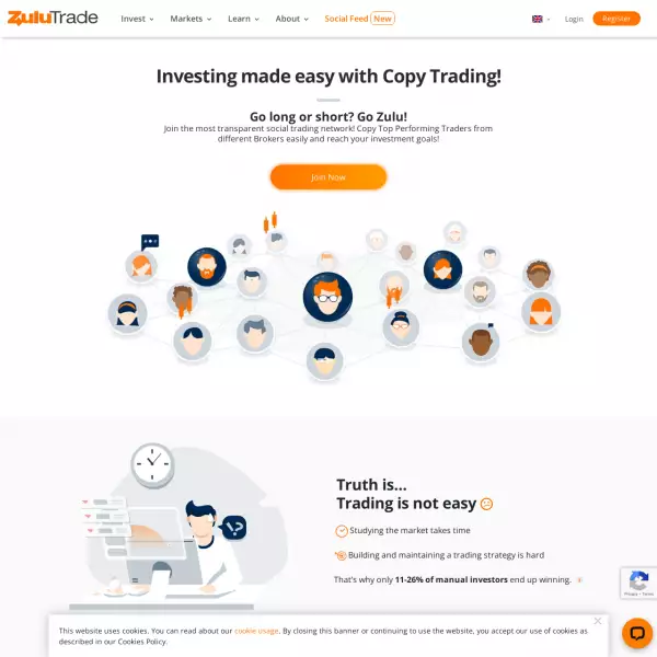 Zulutrade Copy-Trading-Forex-Plattform mit über 2 Millionen Benutzern.