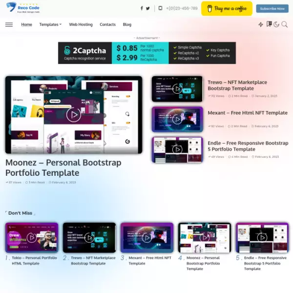 Tokio personal portfolio html template free HTML template Bootstrap 4.x and Font Awesome icons.