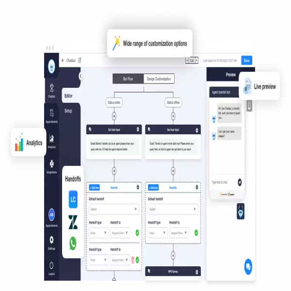 Appy Pie, ChatGPT से OpenAI के GPT-3 द्वारा संचालित अपना खुद का चैटबॉट बनाएं।