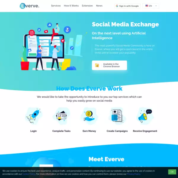 Everve Social Media Exchange YouTube-Websites Instagram, Twitter, andere