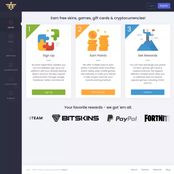 idle-empire, dapatkan uang dengan mudah, dapatkan kartu hadiah gratis dan mata uang kripto!