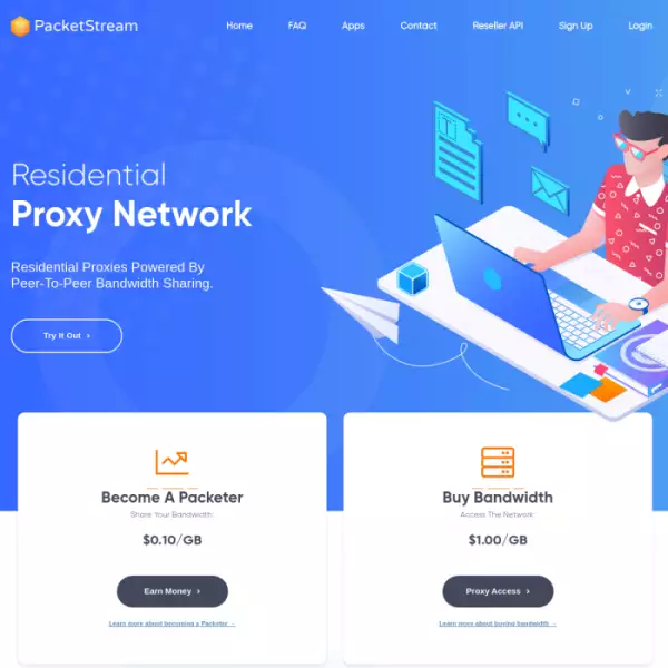 băng thông mua-bán packetstream Kiếm 0,10 USD/Gigabyte chỉ bằng cách mở chương trình.