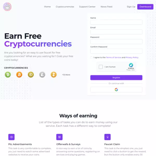 Faucetcrypto Geld online verdienen, Krypto verdienen, Mindestauszahlung 1500 Punkte