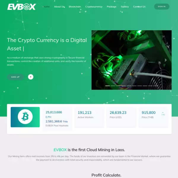 EVBOX Solarbetriebene Bitcoin-Mining-Plattform KOSTENLOSE ANMELDUNG 0,3 TH/s