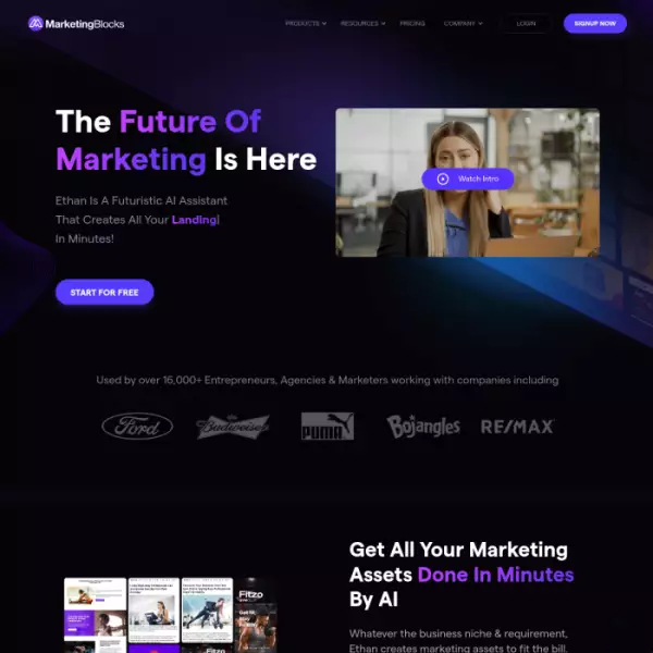 Marketingblocks, un outil d'IA utilitaire pour les spécialistes du marketing en ligne.