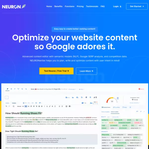 NEURONwriter là một công cụ giúp tạo nội dung được xếp hạng tốt hơn.