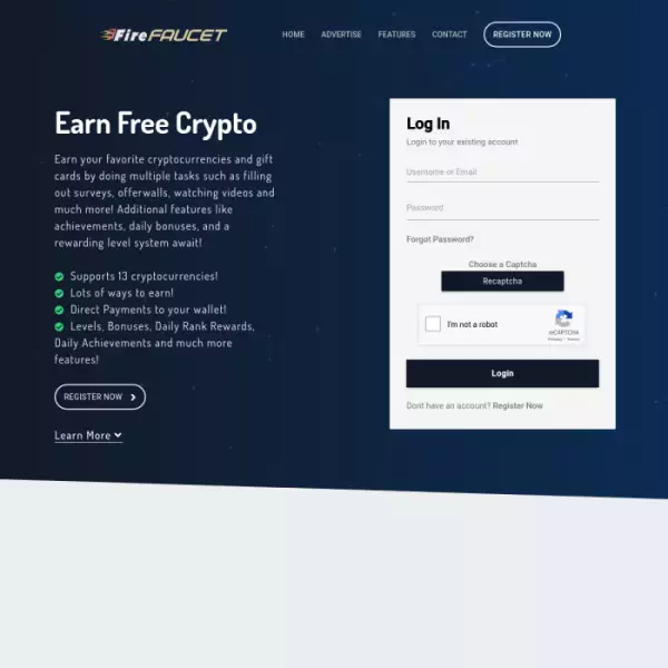 firefaucet Kiếm tiền điện tử miễn phí dễ dàng bằng cách hoàn thành nhiệm vụ.