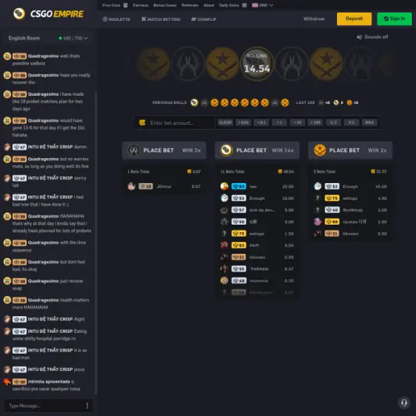 CSGOEmpire, il miglior sito di scommesse skin CSGO al mondo.