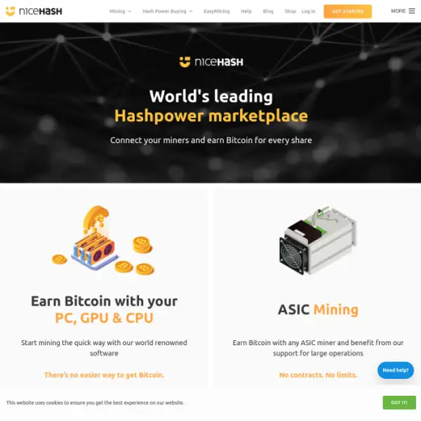 NiceHash, nền tảng hàng đầu để khai thác tiền điện tử bằng cách kết nối PC của bạn