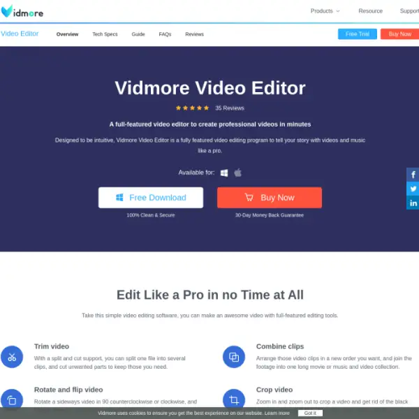 Vidmore ist ein Tool zum Konvertieren von mehr als 200 Videoformaten.