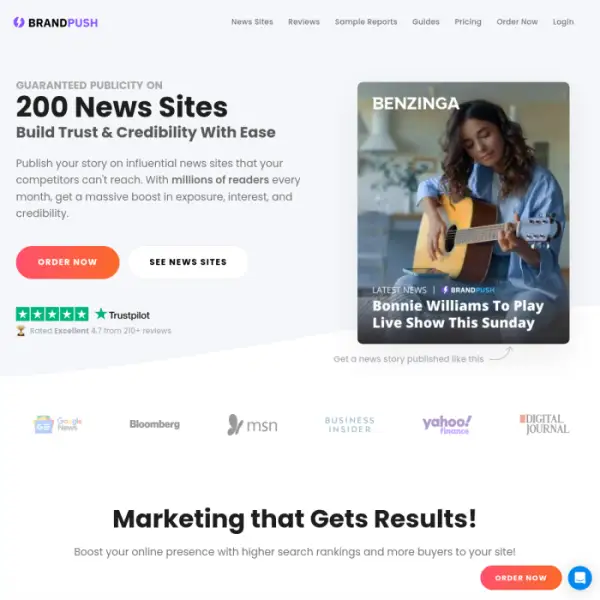 BrandPush развивает ваш бренд, публикуя контент на ведущих новостных сайтах.