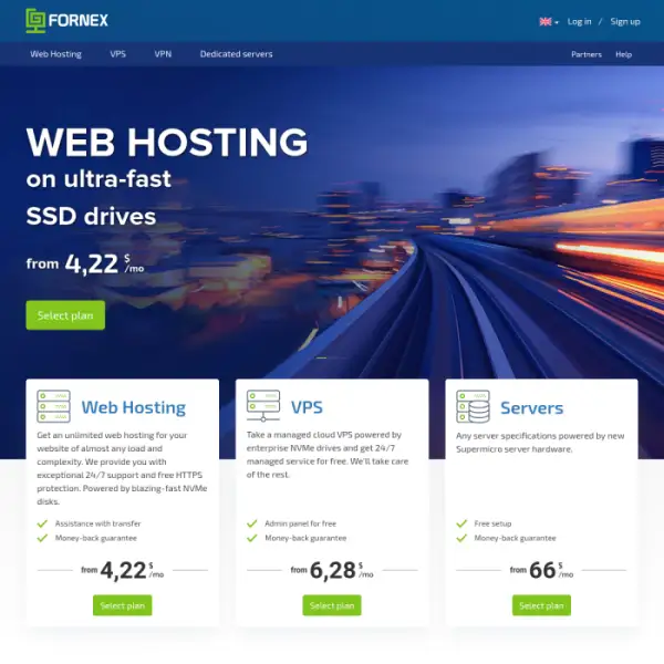 Fornex Webhosting bietet Webhosting-Pakete mit einer Vielzahl von Funktionen.