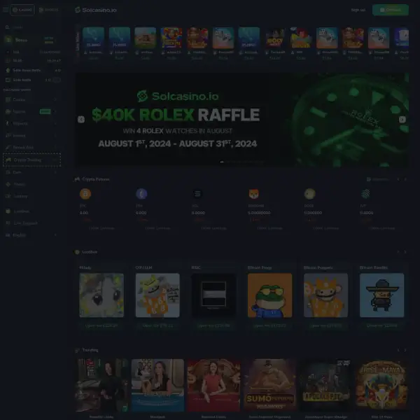 Solcasino adalah kasino kripto #1 di jaringan Solana. Bayar langsung ke dompet Web3