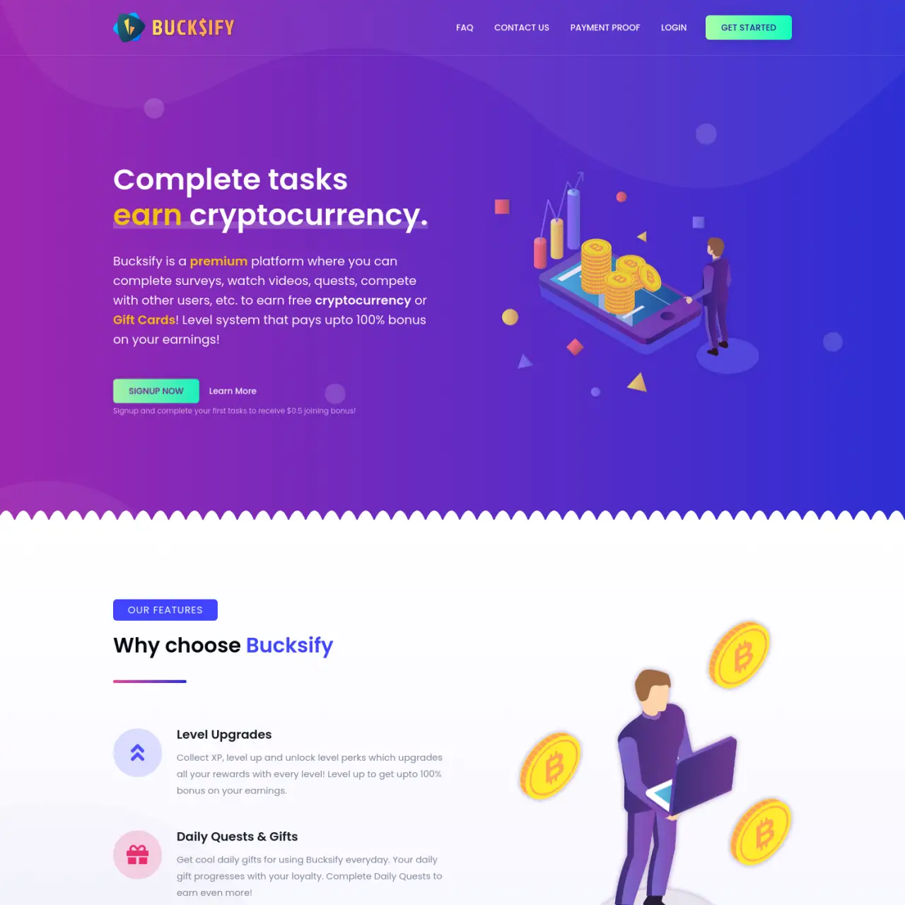 Bucksify es una plataforma premium donde puedes realizar encuestas, ver videos, completar tareas, co