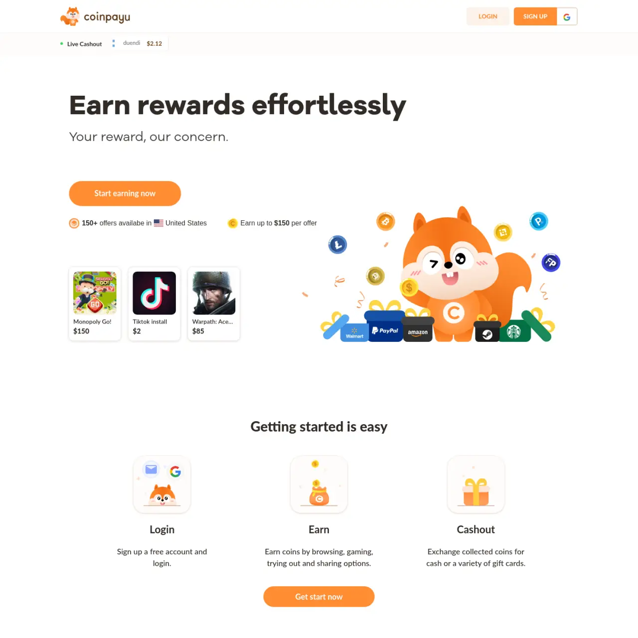 Coinpayu cung cấp những cách dễ dàng để kiếm phần thưởng bằng cách duyệt, chơi trò chơi và thử nghiệ
