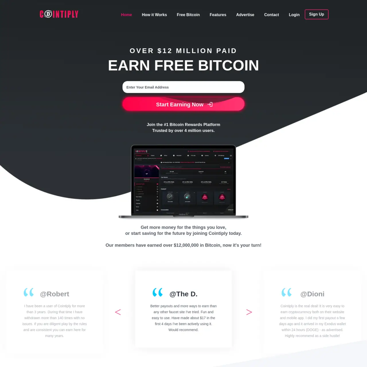 Cointiply a site to earn free Bitcoin and crypto from the best faucet and crypto rewards platform co