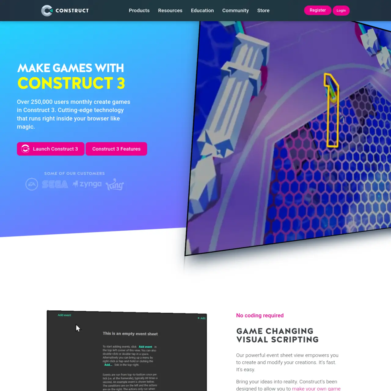 Construct là một nền tảng phát triển trò chơi mạnh mẽ được thiết kế để tạo trò chơi 2D mà không yêu