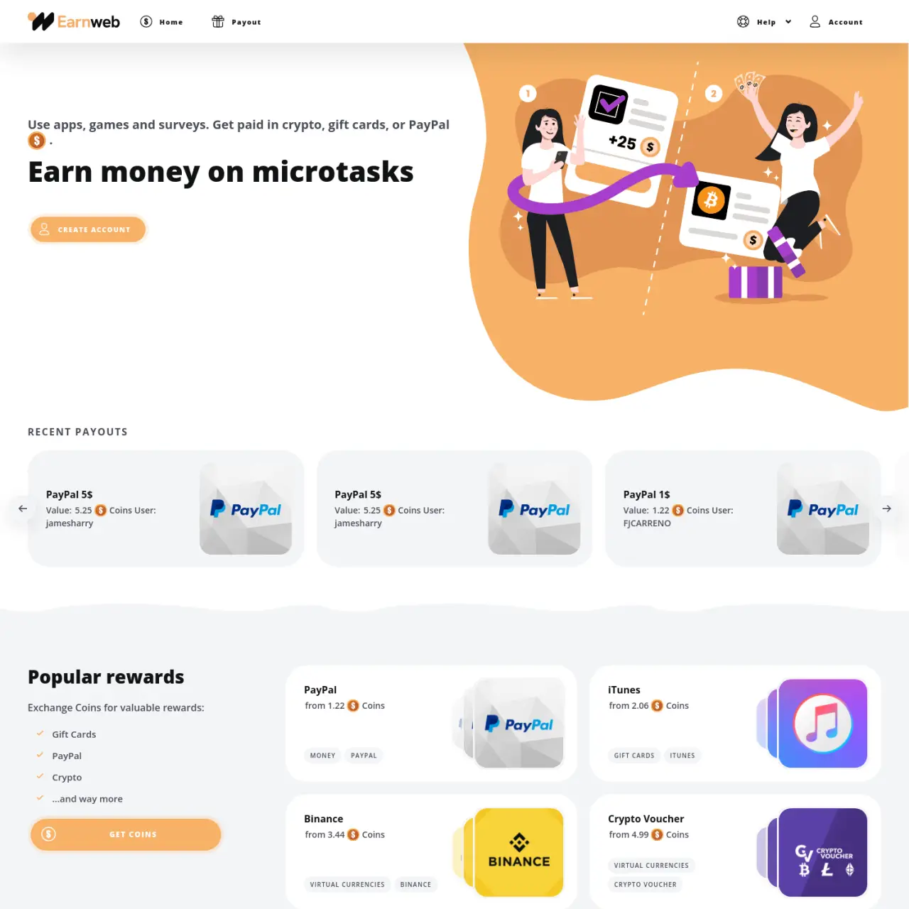 Earnweb cung cấp nhiều nhiệm vụ trực tuyến khác nhau để người dùng kiếm tiền nhanh chóng và dễ dàng.
