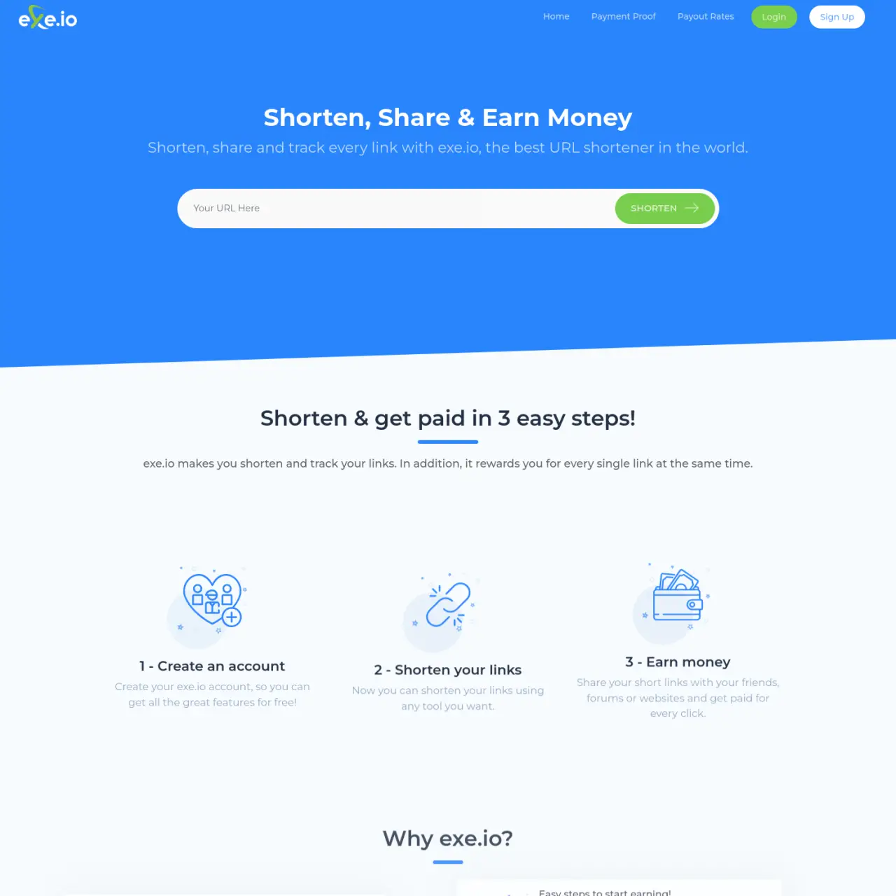 exe.io🔗 là một công cụ hoàn toàn miễn phí, nơi bạn có thể tạo các liên kết ngắn mà ngoài việc miễn