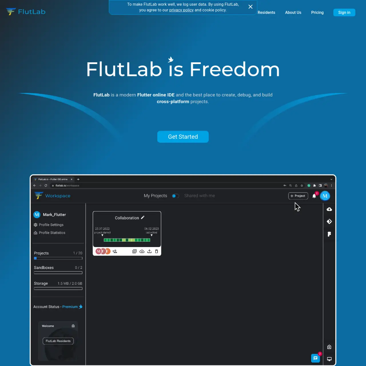 FlutLab là một IDE trực tuyến được thiết kế đặc biệt để phát triển Flutter. Nó cho phép các nhà phát