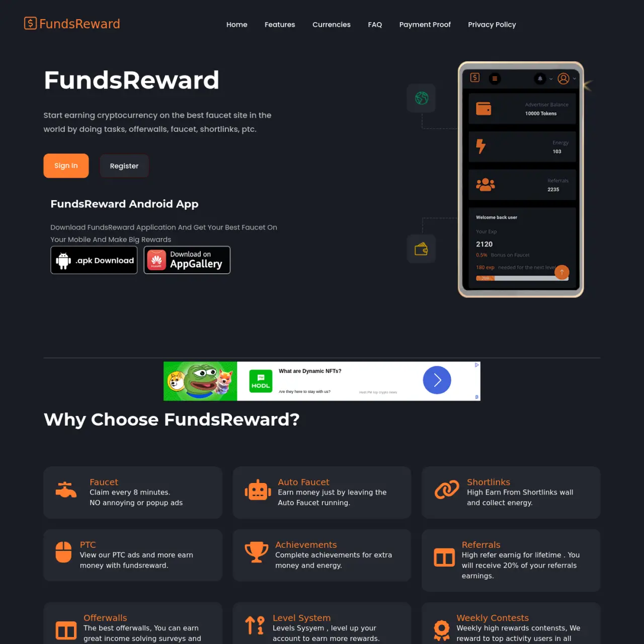 FundsReward est un site de robinetterie leader qui propose diverses façons d'accepter des crypto-mon