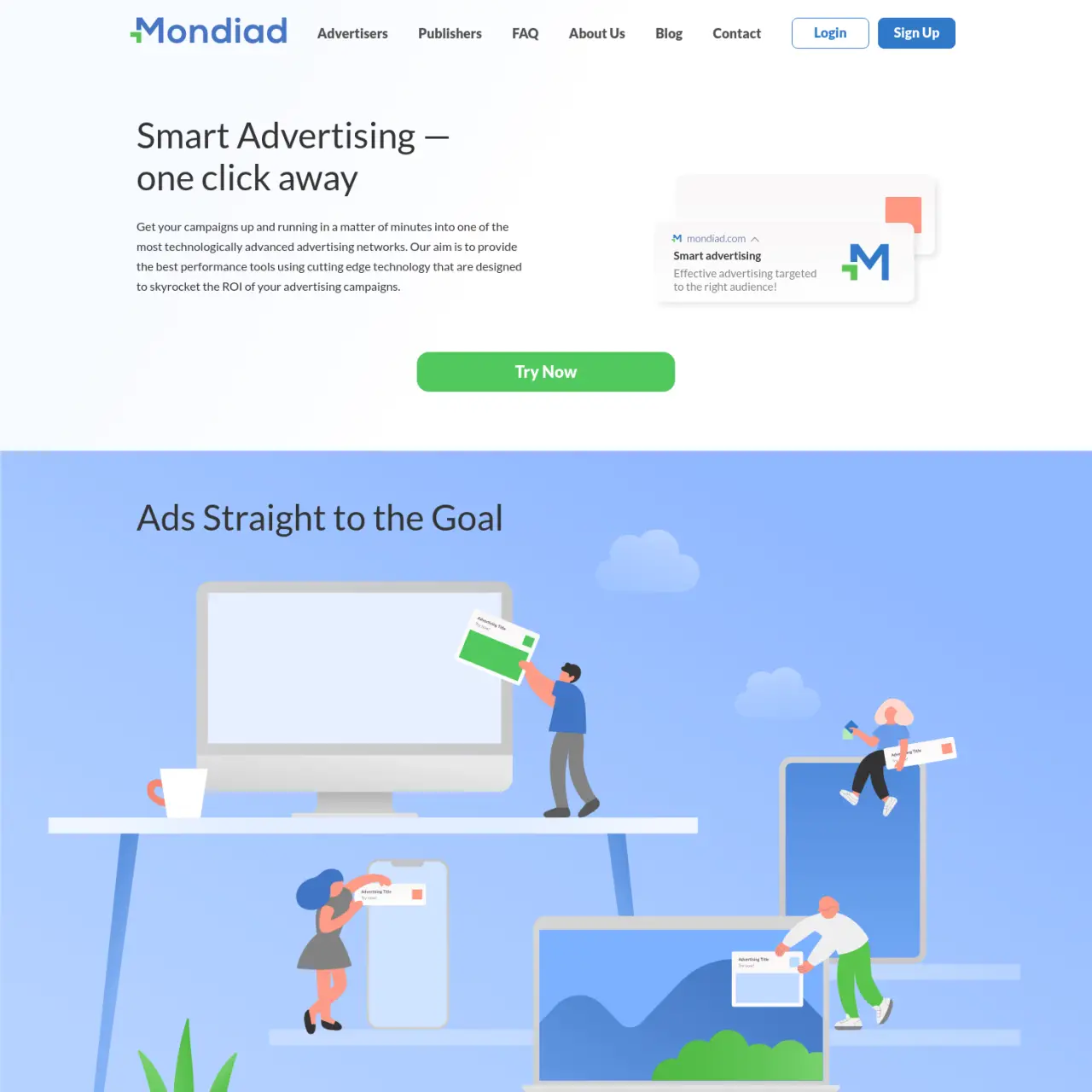 Mondiad Smart Advertising предлагает различные рекламные форматы, такие как Push In-page Push Native