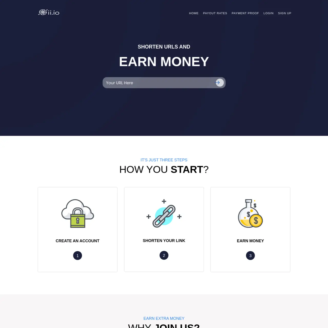 oii.io Trình rút ngắn URL miễn phí để kiếm tiền từ các nhấp chuột Rút ngắn liên kết nhanh chóng bằng