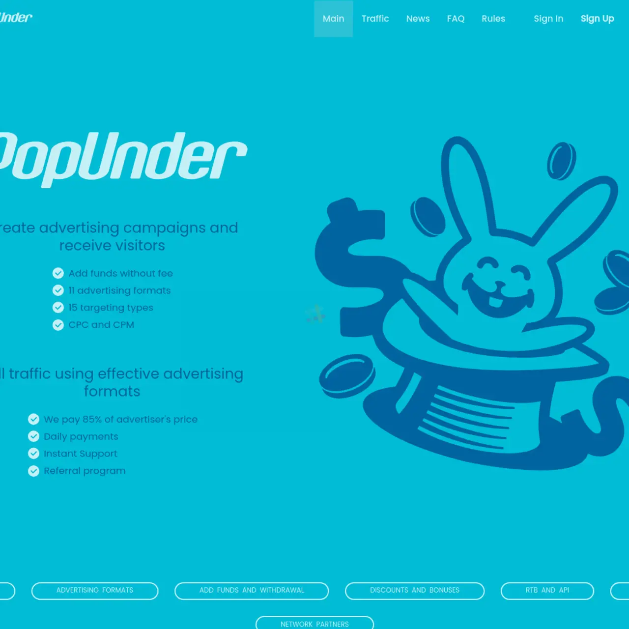 Popunder Advertising Network offre une variété d'options de ciblage. Formats publicitaires tels que