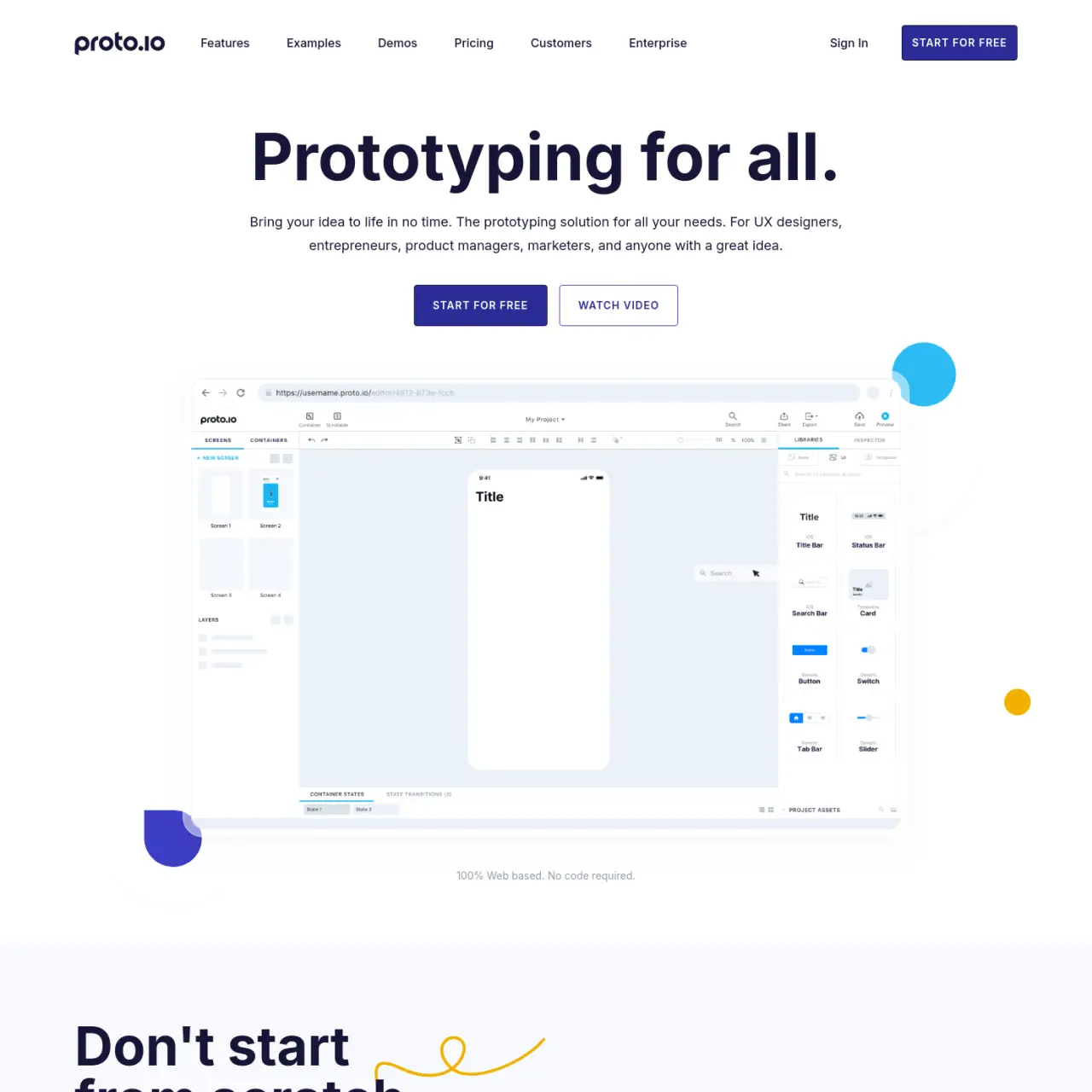Proto.io là một công cụ tạo mẫu dựa trên web được thiết kế để tạo các nguyên mẫu ứng dụng web và di